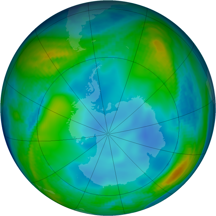 Antarctic ozone map for 24 June 1985